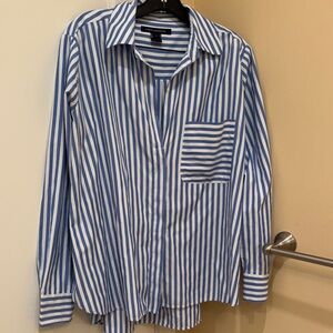 French Connection Blue and White Striped Casual Shirt
